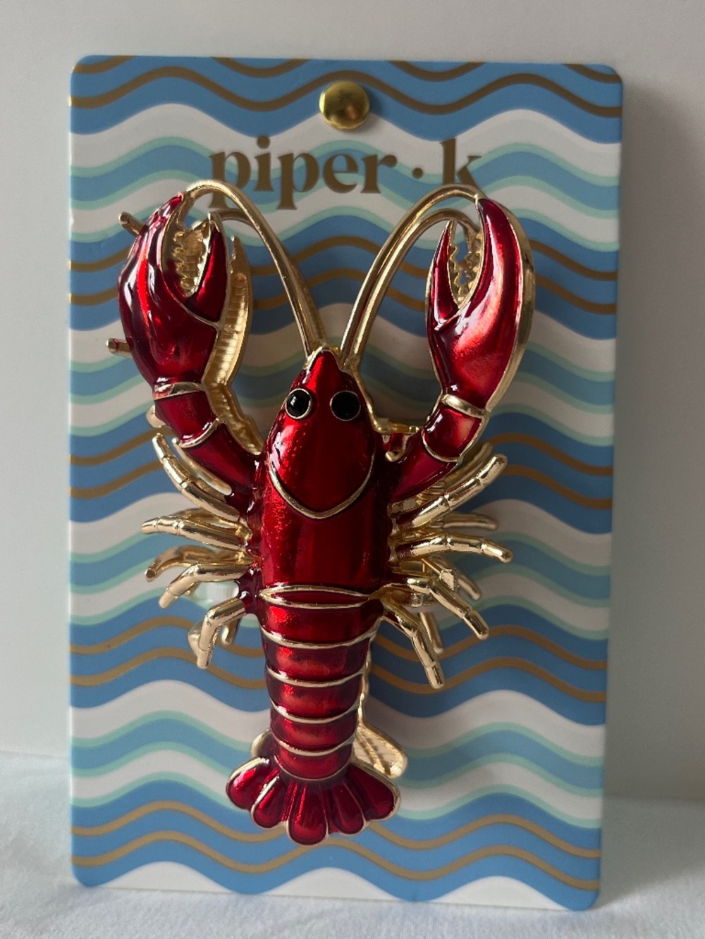 Piper K Red & Gold Lobster Claw Enamel Hair Clip New